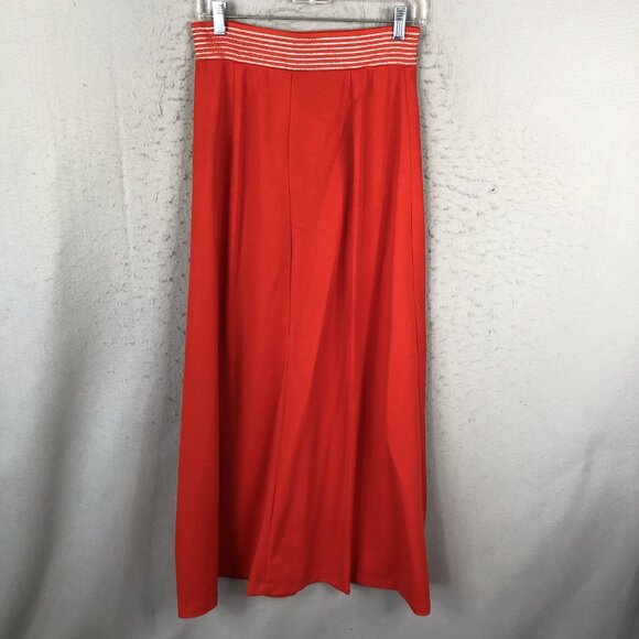 Vintage Celanese Maxi Skirt Women 14 Retro Polyester 70s Sailor Preppy Old Money - Picture 2 of 16